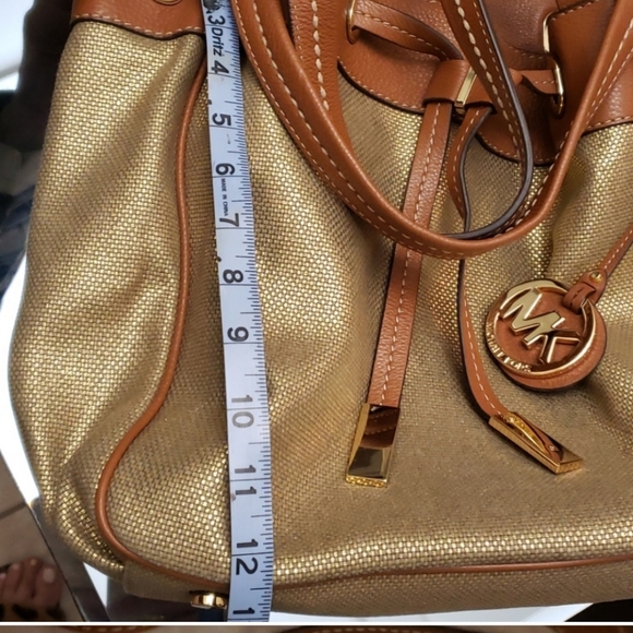 Michael Kors Metallic Marina Drawstring Canvas Handbag - Picture 2 of 12